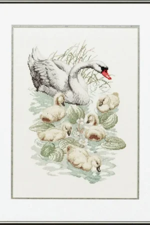 Seizoensaanbieding Pako Zwaan met jongen borduren (pakket)