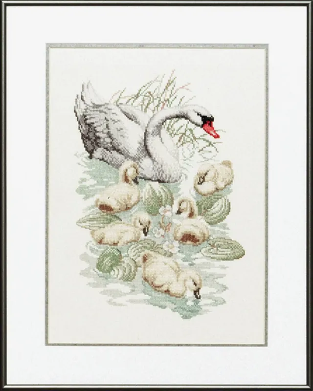 Seizoensaanbieding Pako Zwaan met jongen borduren (pakket)