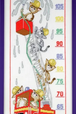 Laatste Versie Pako Groeimeter katten brandweer borduren (pakket)