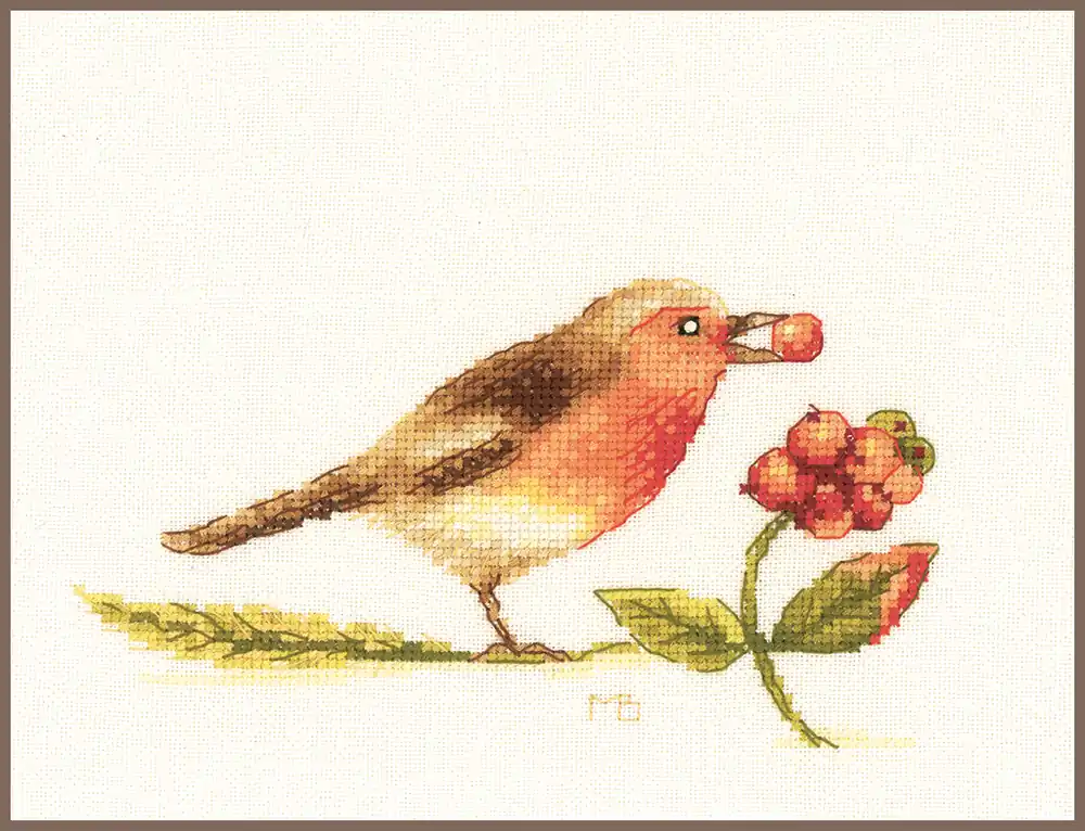 Actieprijs Marjolein Bastin Roodborstje borduren (pakket) **
