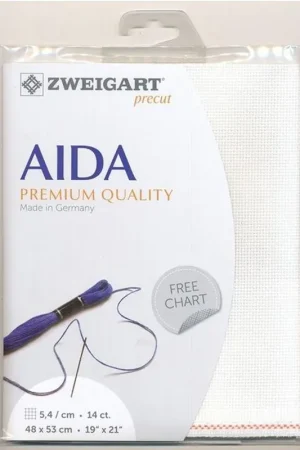 Zweigart borduurstof Precut Aida Milky White (101) 14ct 48x53cm Favoriet
