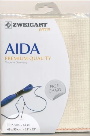Zweigart borduurstof Precut Aida Cotton Ecru (264) 18ct 48x53cm Uitverkoop