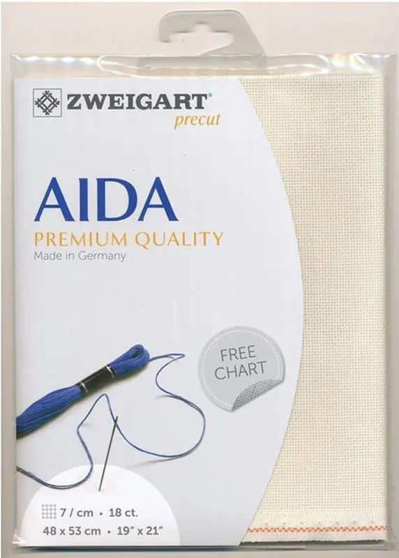 Zweigart borduurstof Precut Aida Cotton Ecru (264) 18ct 48x53cm Uitverkoop