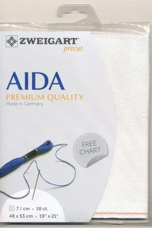 Hoge Kwaliteit Zweigart borduurstof Precut Aida Fine White Glitter (11) 18ct 48x53cm