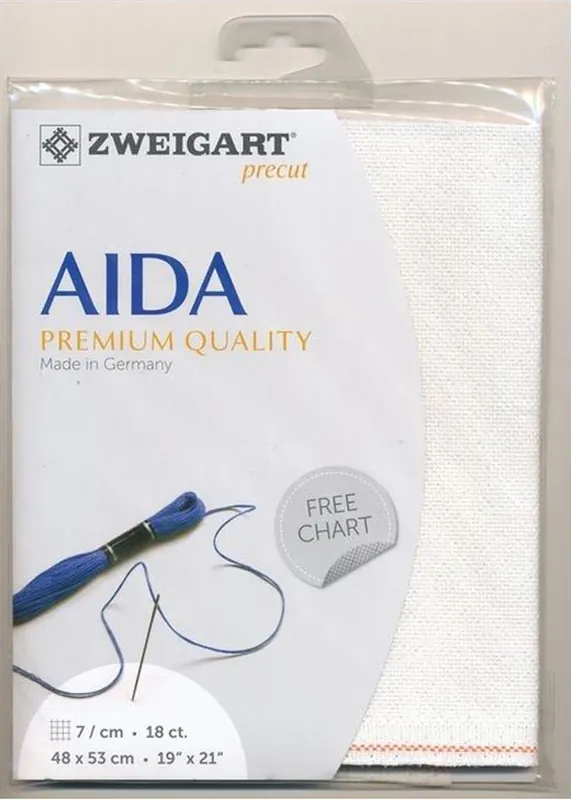 Hoge Kwaliteit Zweigart borduurstof Precut Aida Fine White Glitter (11) 18ct 48x53cm