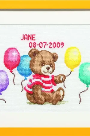 Gecertificeerd Pako Geboortetegel Leuk beertje met ballonnen borduren (pakket) 225.295 **
