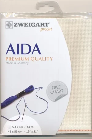 Zweigart borduurstof Precut Stern Aida Star Wit / Zilver (3706/17) 14ct 48x53cm Fabrieksprijs