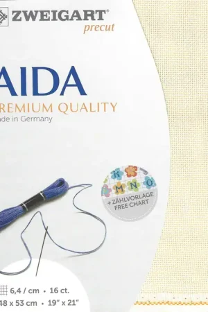 Finale Uitverkoop Zweigart borduurstof Precut Aida Ivoor (3251/264) 16ct 48x53cm