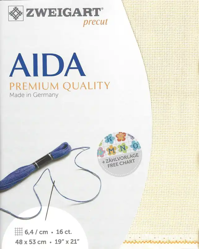 Finale Uitverkoop Zweigart borduurstof Precut Aida Ivoor (3251/264) 16ct 48x53cm