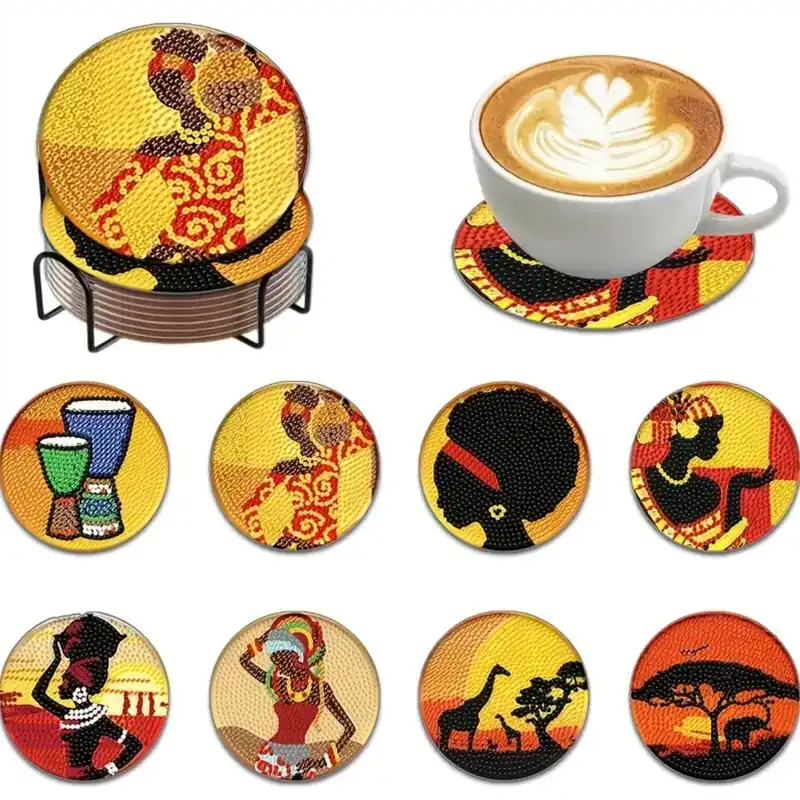 Actieprijs Diamond Painting onderzetters Afrika (8 stuks)