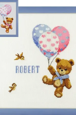 Meest Verkocht Pako Geboortetegel beertje met hart ballonnen borduren (pakket) 225.284