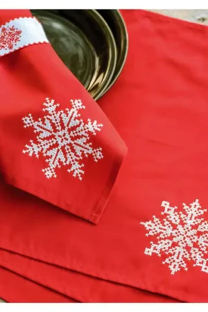 Direct Verzonden Vervaco Snowcrystal Servetten & servetringen pakket set van 4 PN-0217795