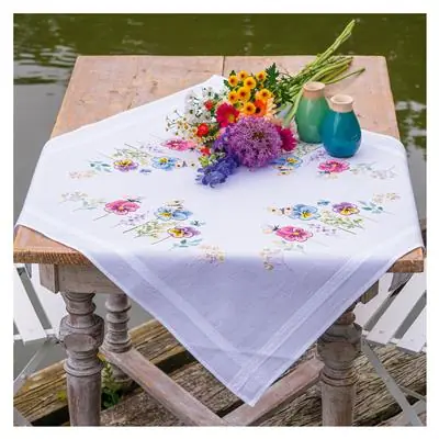 Gecertificeerd Vervaco Tafelkleed Kit Viooltjes PN-0204876 borduren pakket