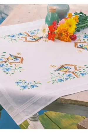 Dagaanbieding Vervaco Tafelkleed kit Vogelhuisjes borduren (pakket) PN-0021400