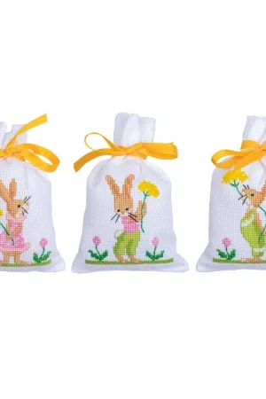 Vervaco Paaskonijnen Kruidenzakje set van 3 borduren (pakket) PN-0200379 Nieuw