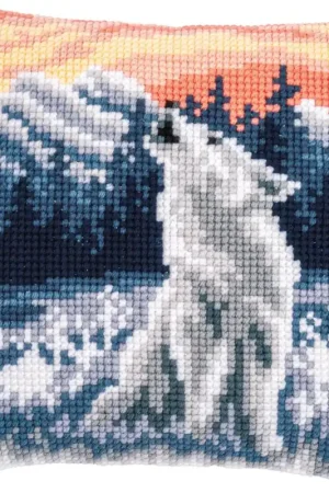 Weekendaanbieding Vervaco Wolf in de winter Kruissteekkussen pakket PN-0188518 **