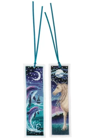 Fabrieksprijs Vervaco Dolfijn en eenhoorn set van 2 bladwijzer borduren (pakket) PN-0194205