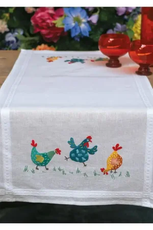 Beperkt Aanbod Vervaco Tafelloper Kleurige kippen borduren (pakket) PN-0197236