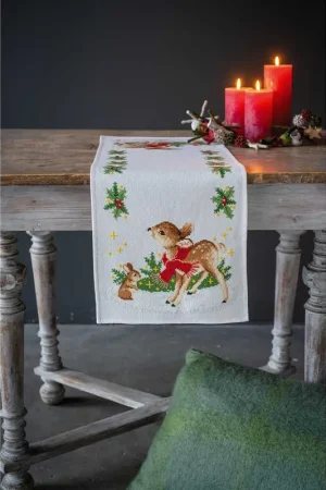 Vervaco Tafelloper Hertje met konijn borduren (pakket) PN-0166670 Premium