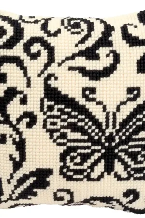 Vervaco Vlinder in zwart wit Kruissteekkussen pakket PN-0008739 Laatste Versie