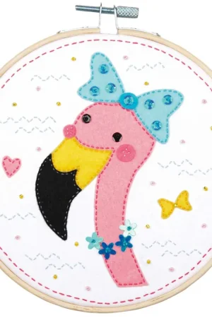 Gereduceerde Prijs Vervaco Knutselkit met vilt Flamingo Kits 4 Kids PN-0186176 **