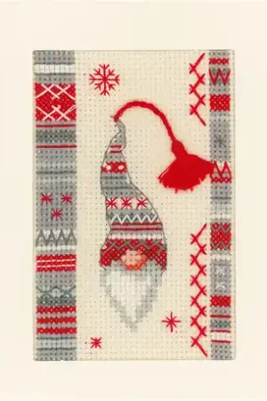 Gereduceerde Prijs Vervaco Kerstkabouters set van 3 wenskaarten borduren PN-0157032