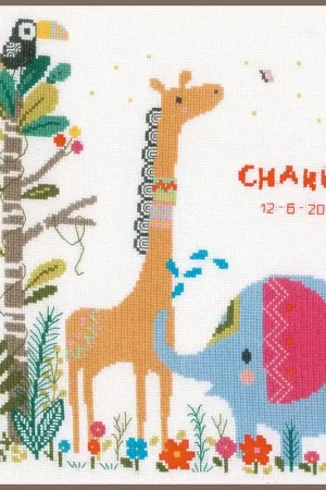 Gereduceerde Prijs Vervaco Geboortebord Junglediertjes borduren (pakket) PN-0168657