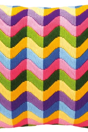 Vervaco Spansteekkussen kit Gekleurde golven Korting