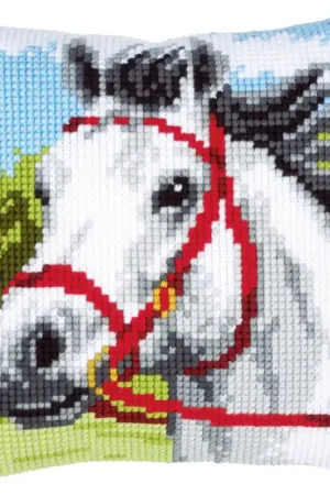 Direct Verzonden Vervaco Wit paard Kruissteekkussen pakket PN-0144434