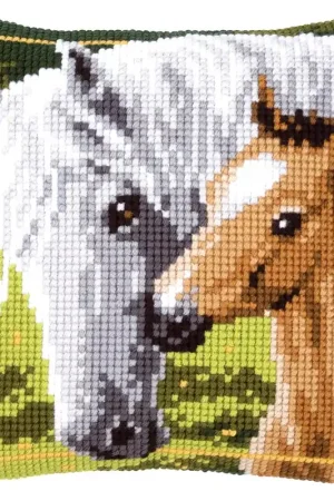Betrouwbaar Vervaco Wit paard met veulen Kruissteekkussen pakket PN-0144668