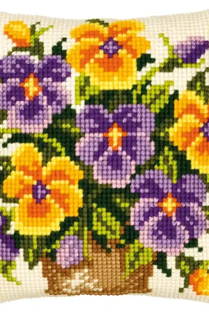 Vervaco Viooltjes Kruissteekkussen pakket Voordeelprijs