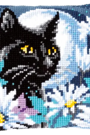 Weekendaanbieding Vervaco Poes in de nacht Kruissteekkussen pakket