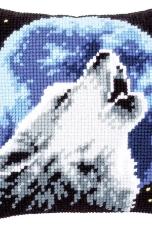 Dagaanbieding Vervaco Huilende wolf Kruissteekkussen pakket