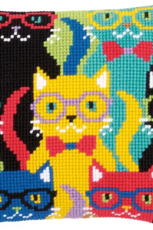 Betrouwbaar Vervaco Grappige katten Kruissteekkussen pakket