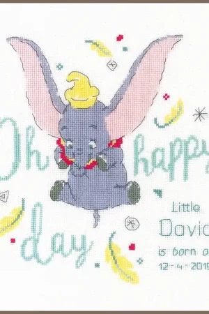 Gereduceerde Prijs Vervaco Geboortebord Dumbo Oh happy day borduren (pakket) PN-0176205 **