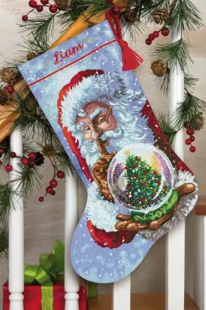 Dimensions Santa's Snow Globe Stocking borduren (pakket) Betaalbaar