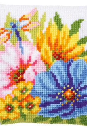 Direct Beschikbaar Vervaco Kleurige bloemen Kruissteekkussen pakket PN-0184985