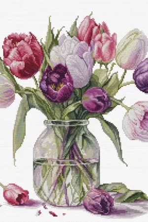 Weekendaanbieding Luca-S Bouquet of Tulips borduren (pakket) B7029