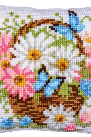 Fabrieksprijs Vervaco Kruissteekkussen Mand met bloemen PN-0214836