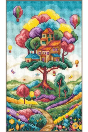 Fabrieksprijs Vervaco Landschap met boomhut PN-0215355 borduren (pakket)