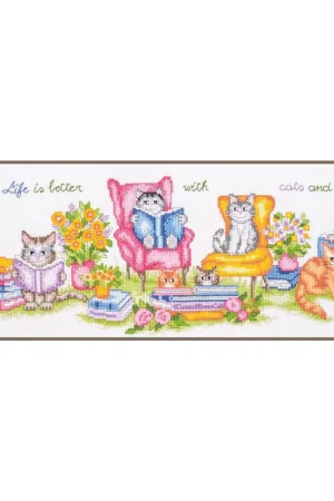 Direct Beschikbaar Vervaco Poesjes en boeken PN-0213990 borduren (pakket)