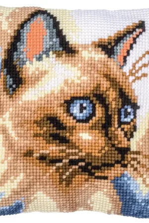 Gecertificeerd Vervaco Siamese Cat Kruissteekkussen pakket PN-0217474