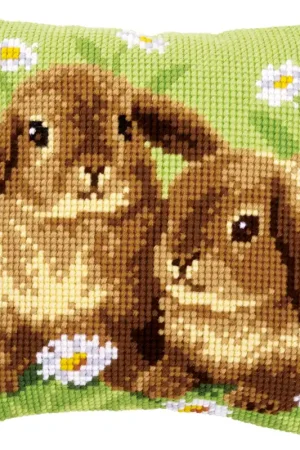 Dagaanbieding Vervaco 2 Konijnen Kruissteekkussen pakket