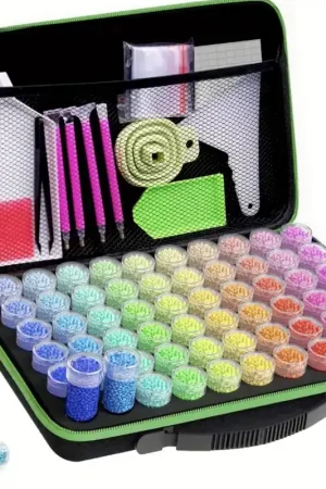 Opbergkoffer groen met 60 potjes + Diamond painting accessoires pakket Goedkoop
