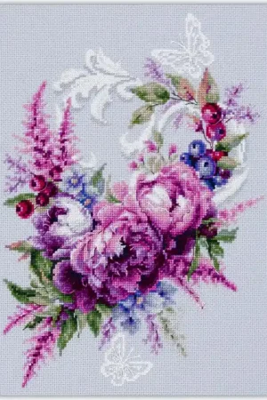 Beperkt Aanbod Magic Needle Purple Silk Peonies 070-004 borduren (pakket)